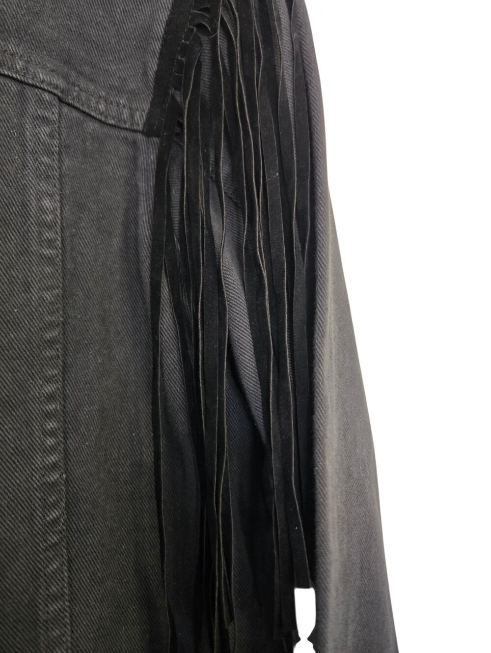 ✨🤠 Saltwater Luxe Black Fringe Western Denim Jacket - Medium 🤠✨ - Picture 3 of 7